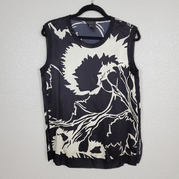 Rag & Bone x Liberty Top Womens Small Silk Sleeveless Floral Satin Classic - Picture 1 of 10